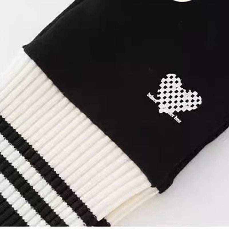 Girls Leggings Spring Autumn Casual Outerwear Pants 3-10Y Heart Pattern Ribbed Cuffs Kids Stretchy Tights Fashion Girls Bottoms