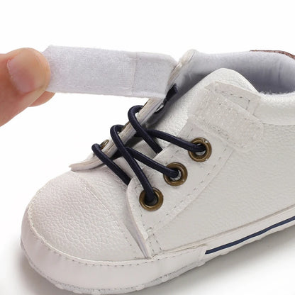 Baby Shoes Boys High Top Sneakers PU Leather Soft Sole Infant Kids Walker Crib Shoe