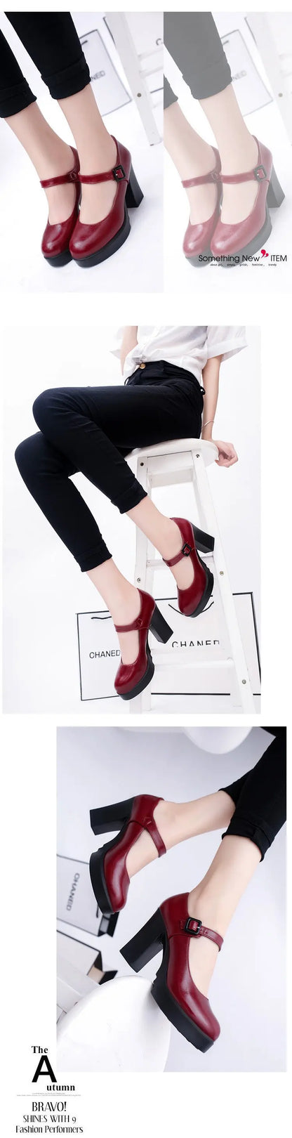 Women's shoes on Heels Women Platform Pumps Spring Summer Shallow Mouth Buckle Strap Shoes Round Toe Shoes for Women2024