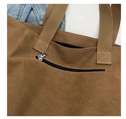 Women's Canvas Tote Bag Fashionable Spacious Durable Shoulder Bag with Zipper Closure and Classic Design Perfect for Work