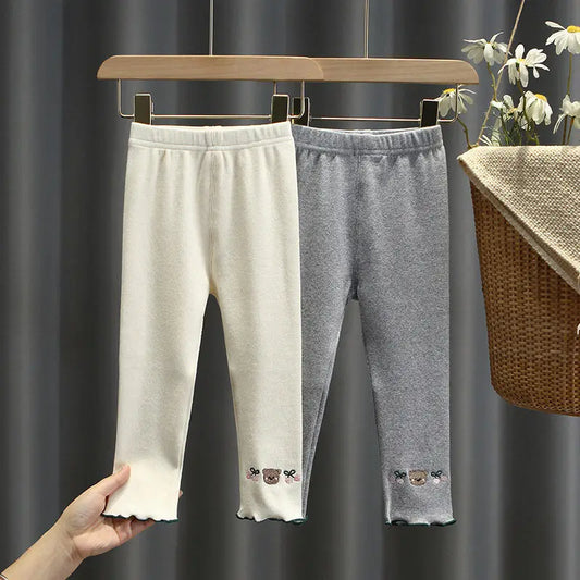 Girls Pencil Pants Spring Kids Leggings Children Printed Bears Skinny Pants Girl Cotton Trousers School Casual Wear