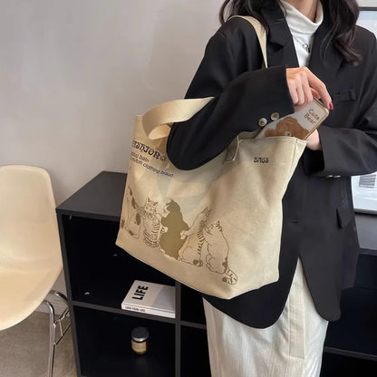 Women's Canvas Tote Bag Fashionable Spacious Durable Shoulder Bag with Zipper Closure and Classic Design Perfect for Work