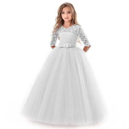 Girl's Dress Long dresses for girls aged 4-12 baby birthday dress Girls' beauty pageant dress Elegant wedding flower girl dress