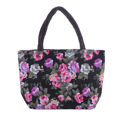 Women's Handbag Rose Print Fashion Casual Canvas Bag For Ladies Spring and Autumn 2024 New Travel Portable Bag