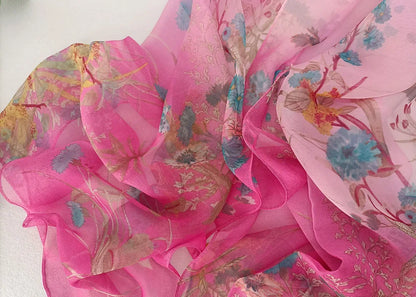 Women Elegant Chiffon Silk Scarves Fashion Versatile Flower Wraps Summer Beach Sunscreen Thin Scarf Georgette Bandana Hijab