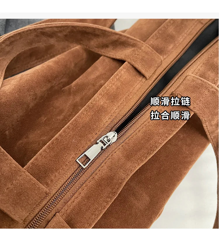 Women's Tote Bags 2025 New Fashion Suede Vintage Large Shoulder Crossbody Bag for Woman Korean Female Student Bookbag Handbags