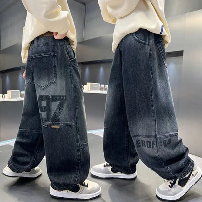 Boys Jeans For Children's Pants Kids New Clothing Trousers Loose Spring/Autumn Clothes Teenager Casual Jeans 4-14Y